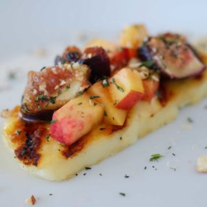 grilled halloumi cheese with grilled figs and nectarines
