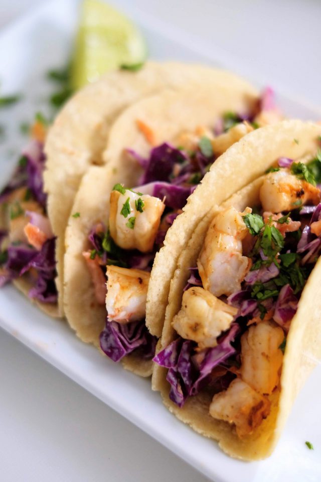 Grilled Shrimp Tacos with Cabbage Slaw is a simple, colorful dish to ...