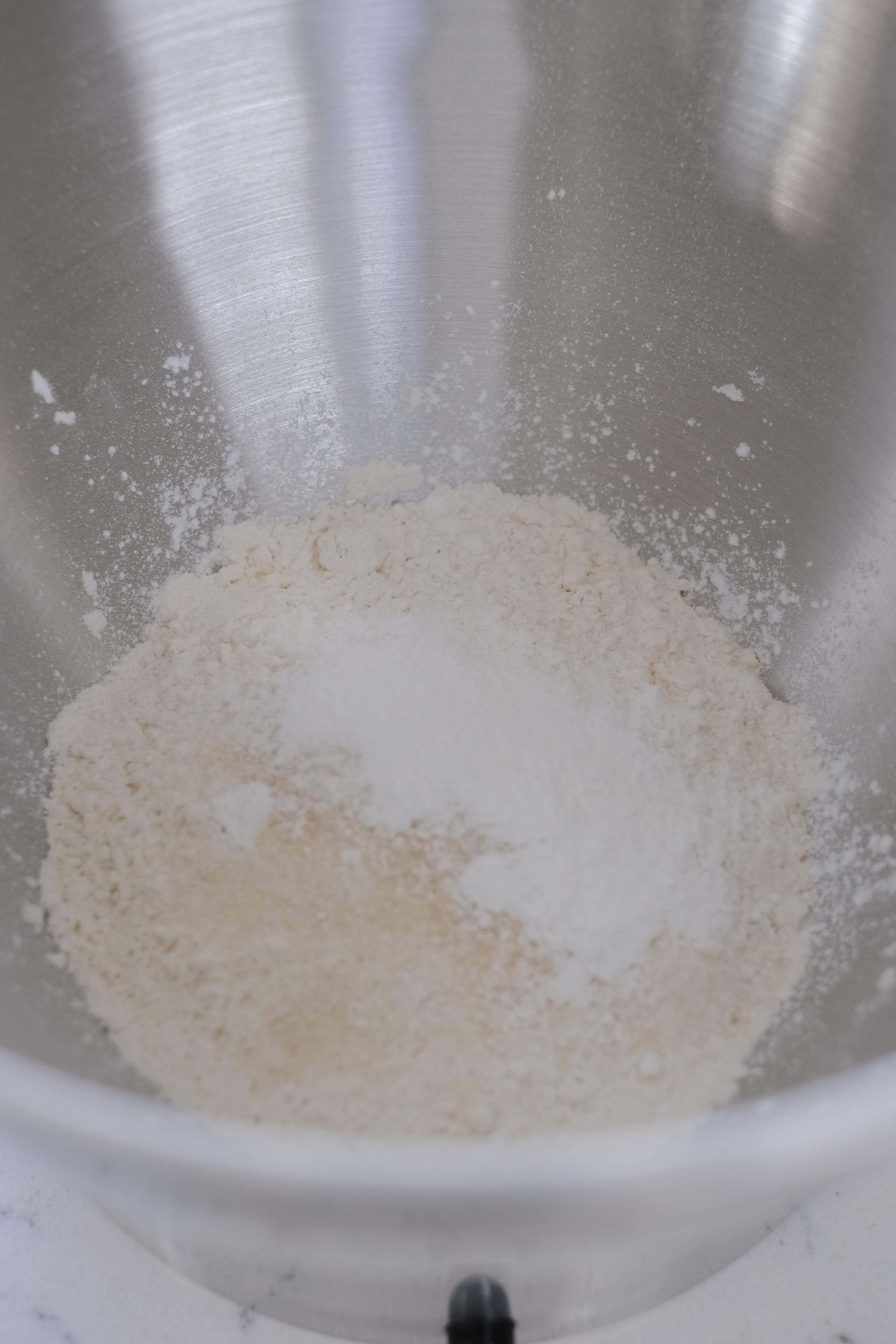flour in stainless steel mixing bowl